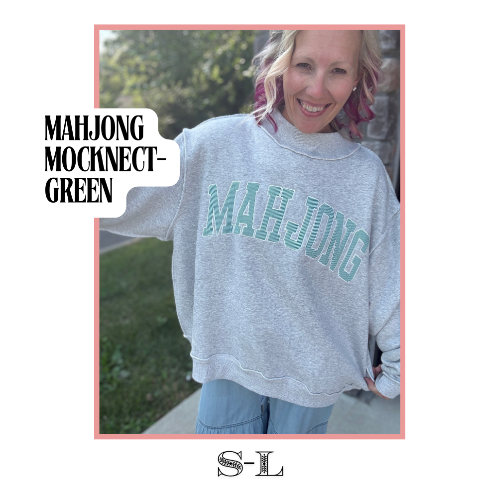 Mahjong Mockneck Sweatshirt- Green