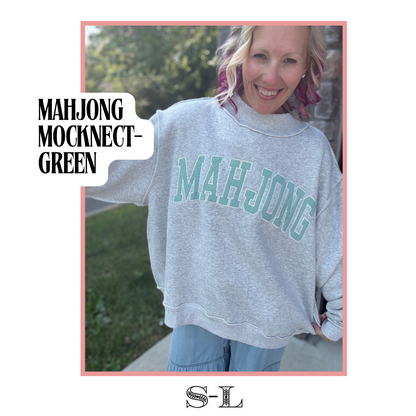 Mahjong Mockneck Sweatshirt- Green