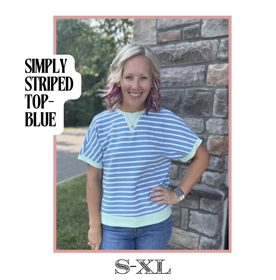 Simply Striped Tee- Blue