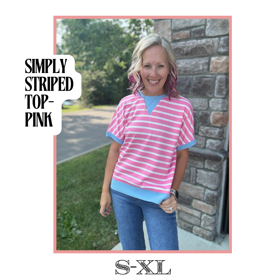 Simply Striped Tee- Pink
