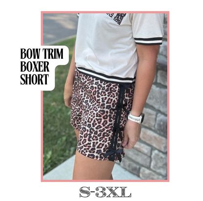 Bow Trim Boxer Shorts- Safari Chic