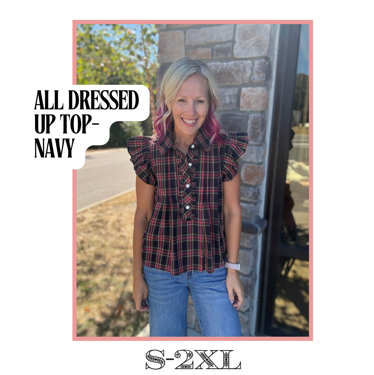 All Dressed Up Top- Navy