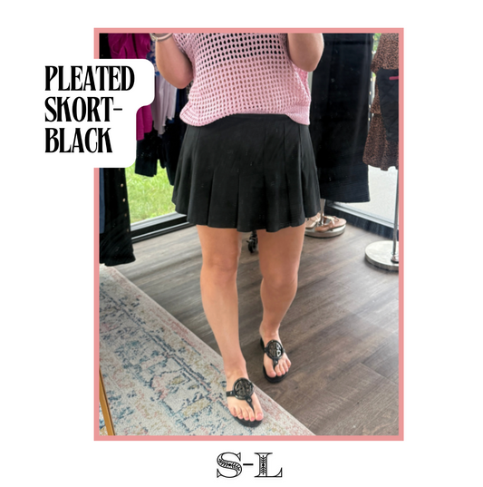 Pleated Active Skort- Black