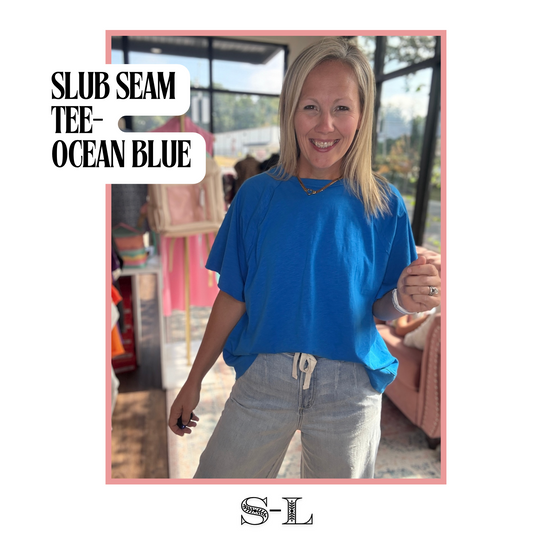 Slub Seam Top- Ocean Blue