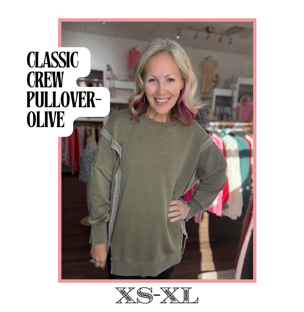 Classic Crew Pullover- Olive