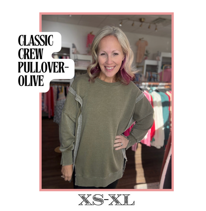 Classic Crew Pullover- Olive