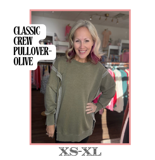 Classic Crew Pullover- Olive