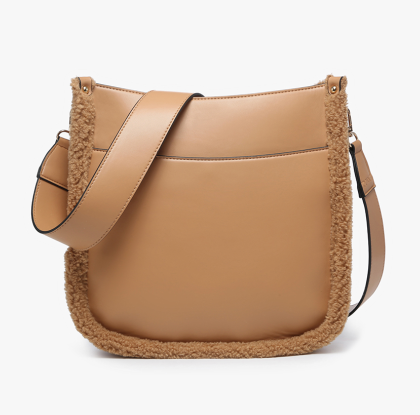 Chloe Teddy Trim Crossbody-Brown