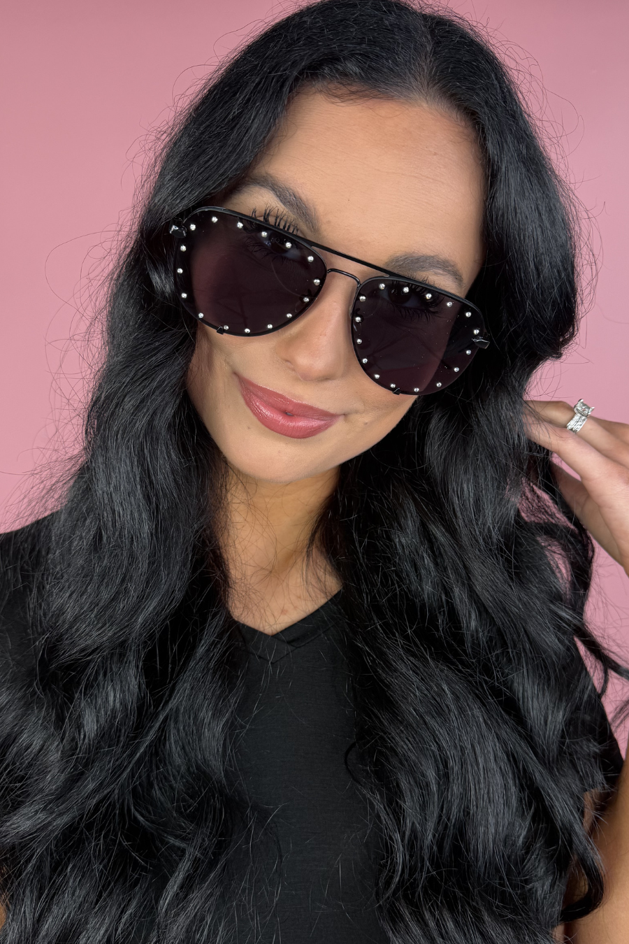 Hollywood Studded Sunglasses: Brown Ombré