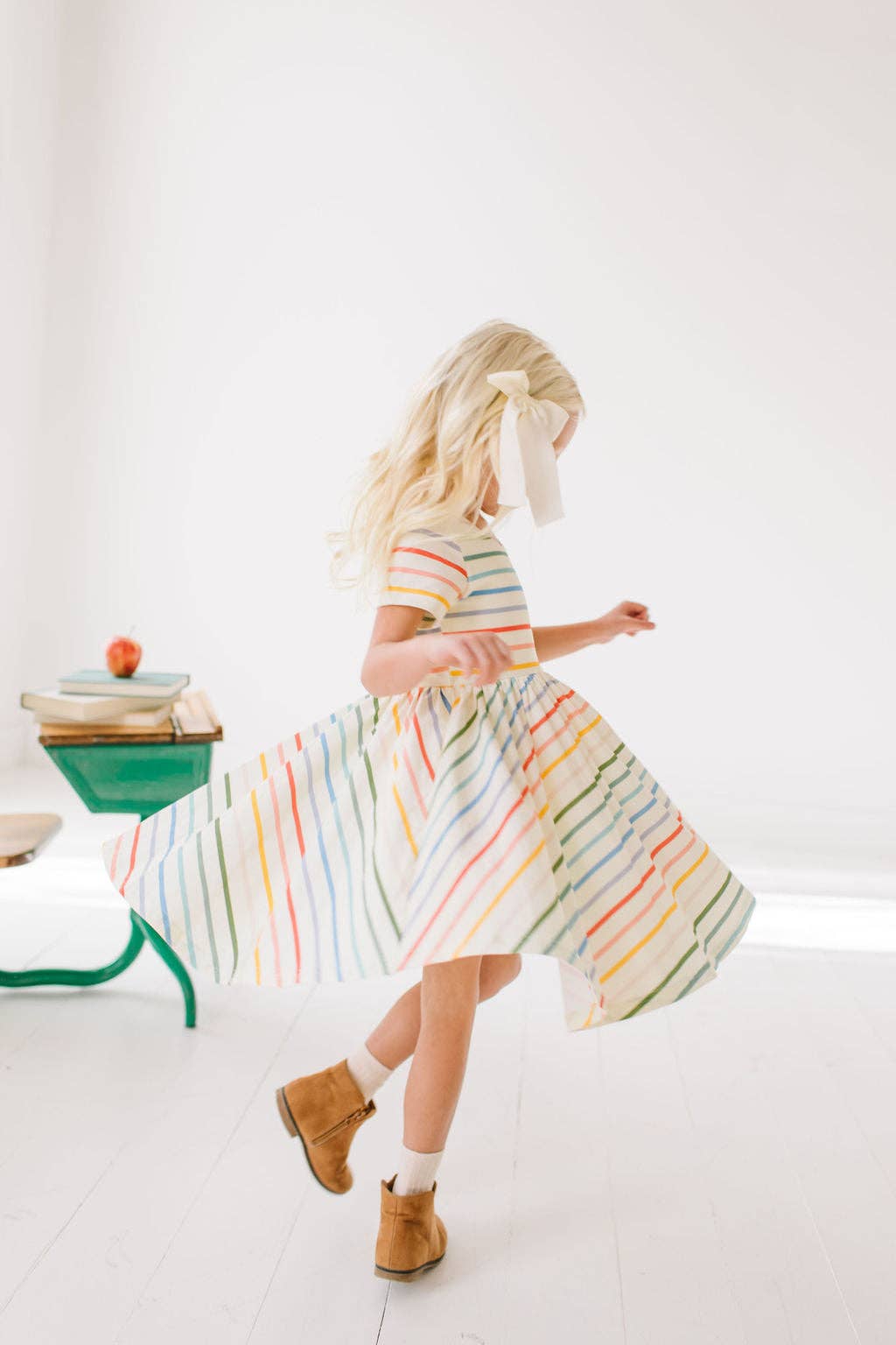 Primary Stripes Twirl Dress