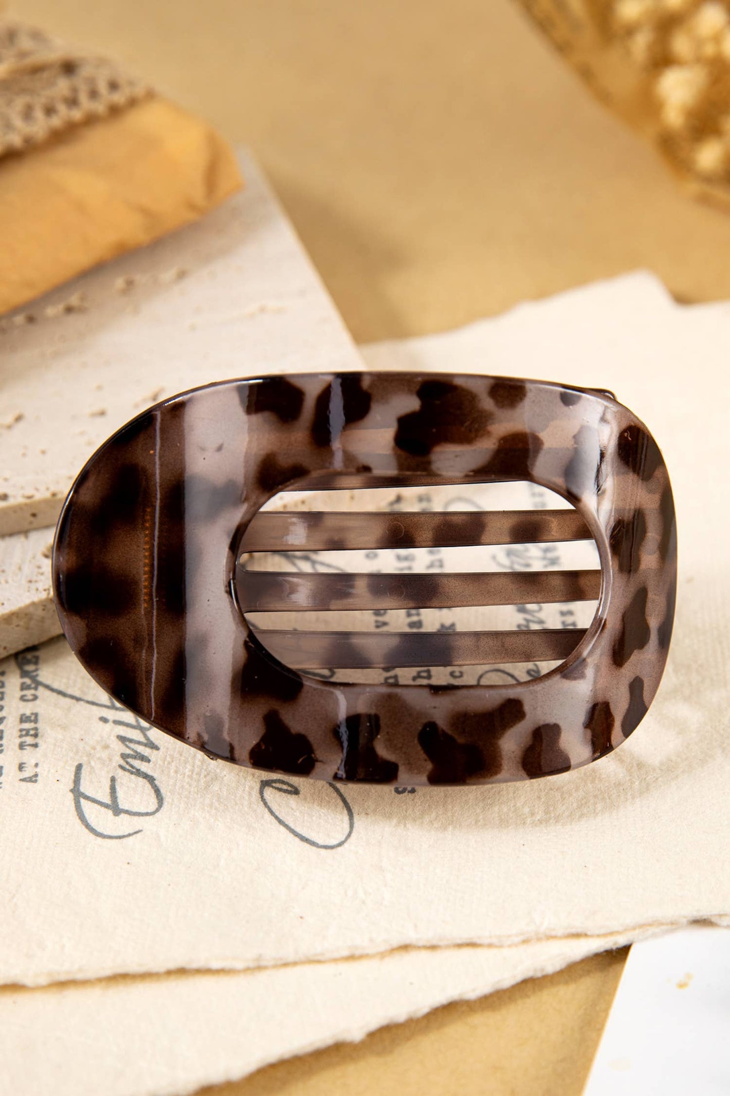 Leopard Oval Hair Claw Clip