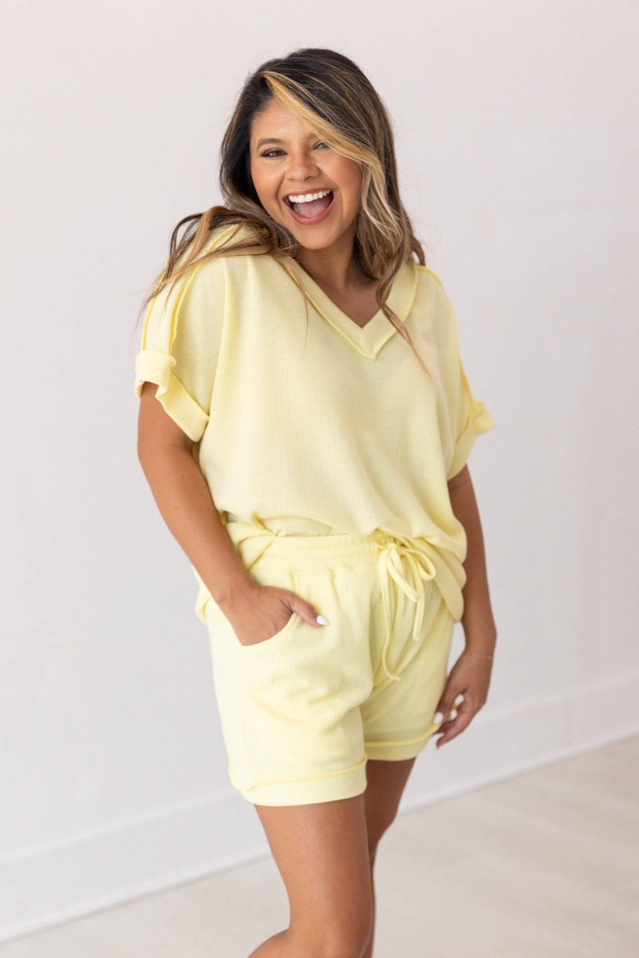Knit Shorts- Yellow