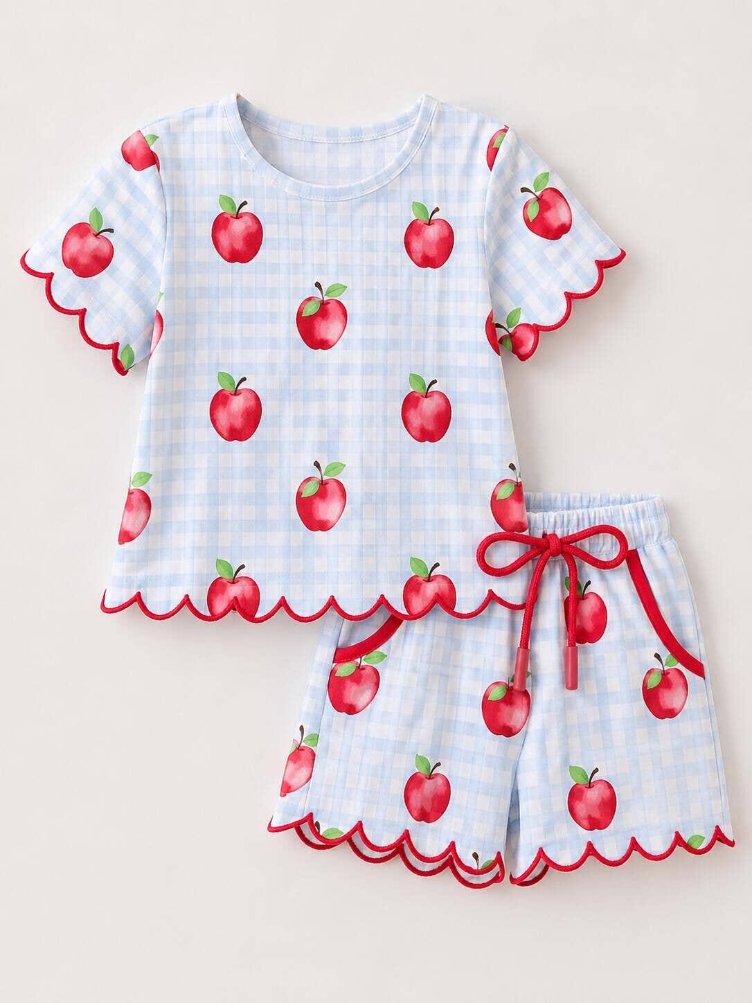 Apple Plaid Girls Scallop Set