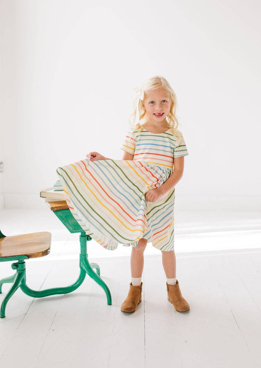 Primary Stripes Twirl Dress