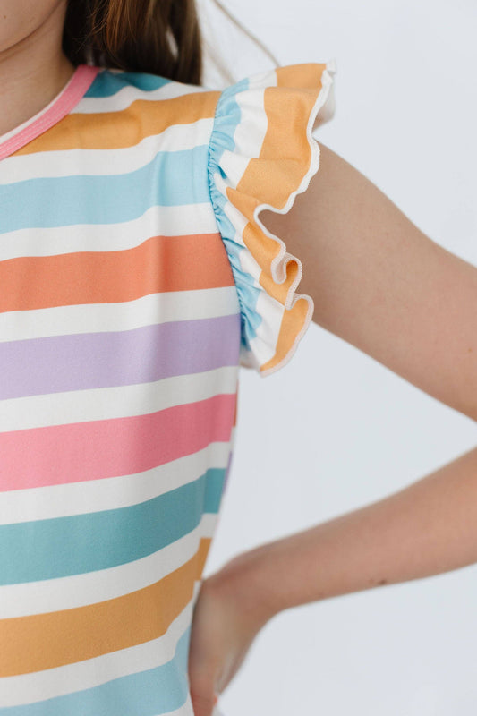 Happy Stripes Ruffle Tee