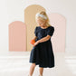 Puff Navy Twirl Dress