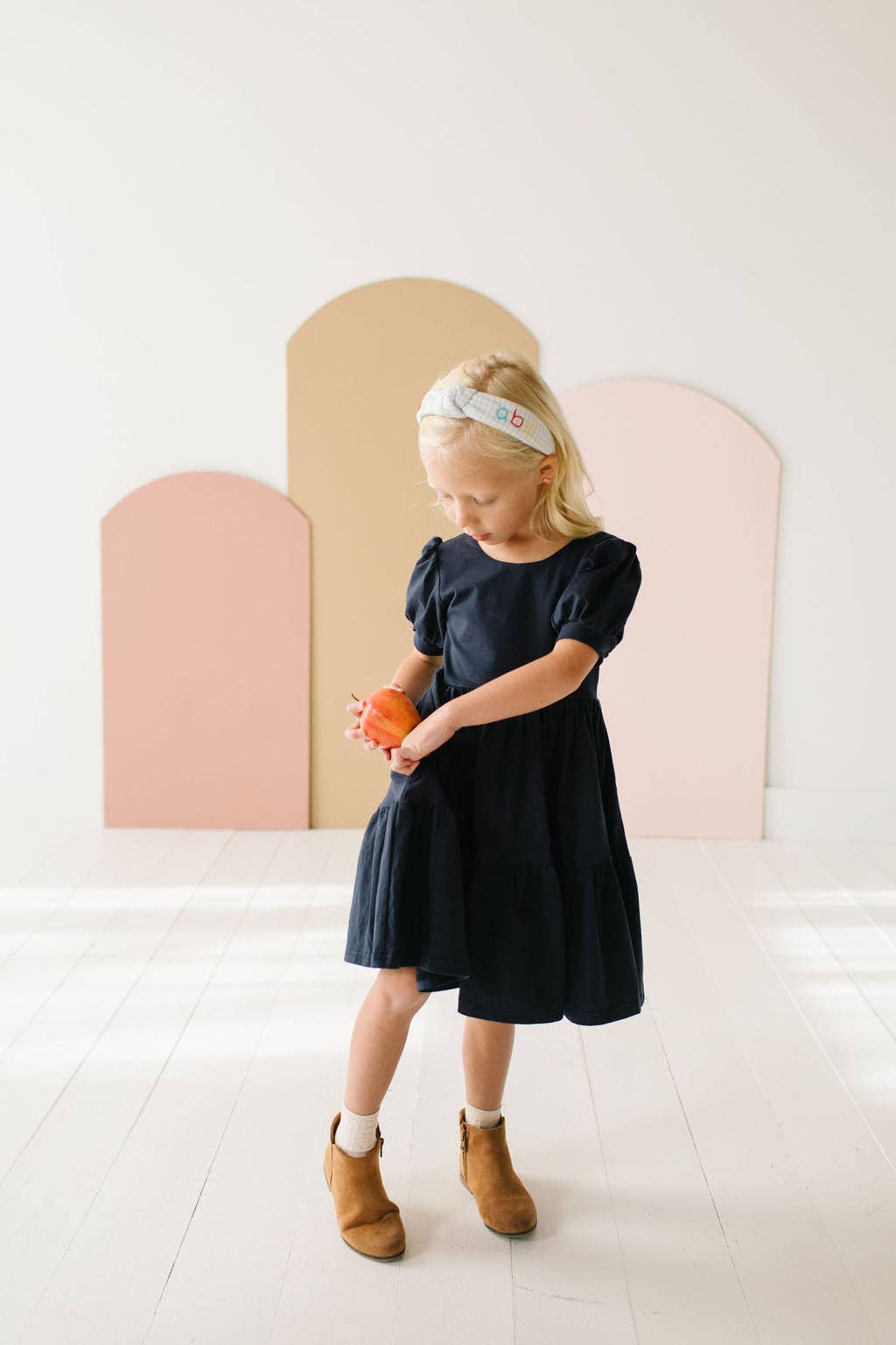 Puff Navy Twirl Dress