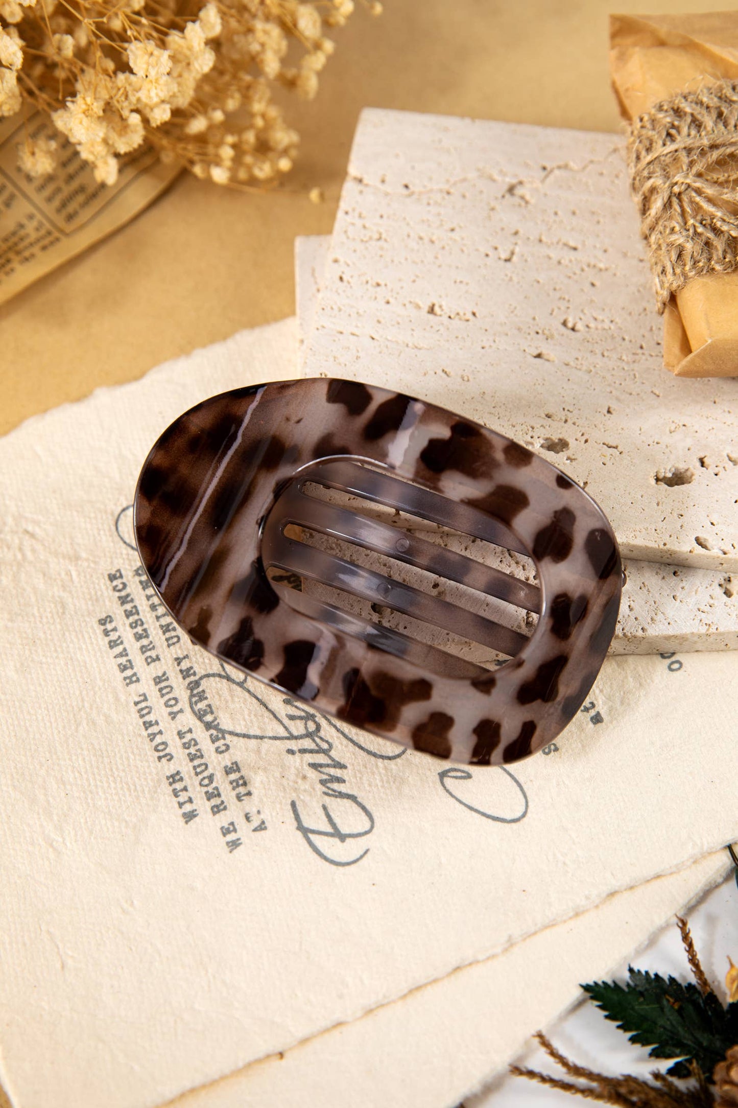 Leopard Oval Hair Claw Clip