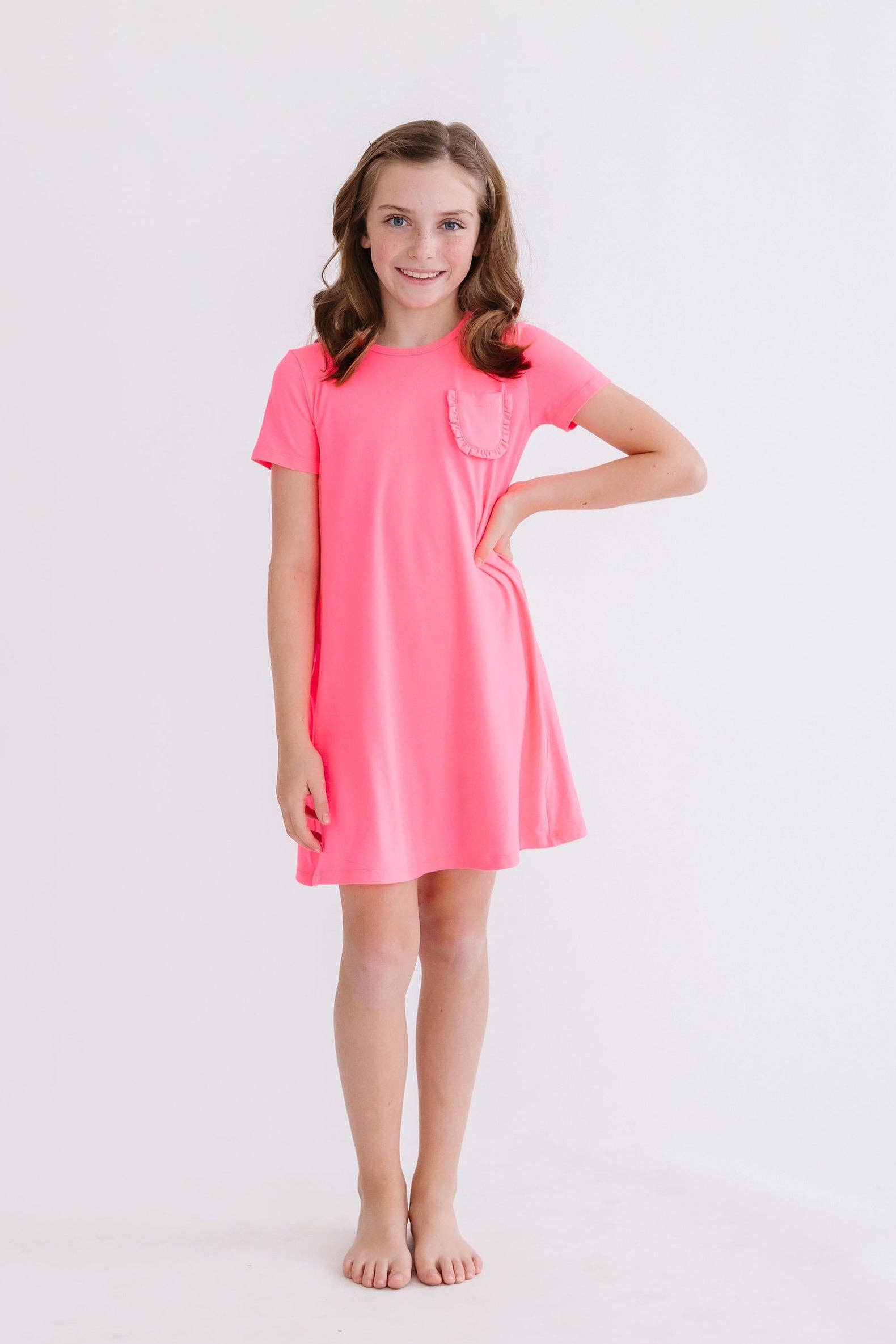 Dress Shop Neon Pink T Shirt Dress Sangria And Sandals T-Shirt