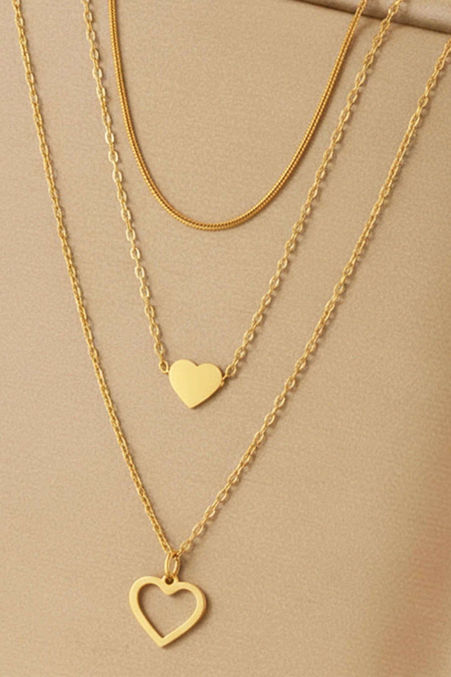 Triple Layered Heart Necklace