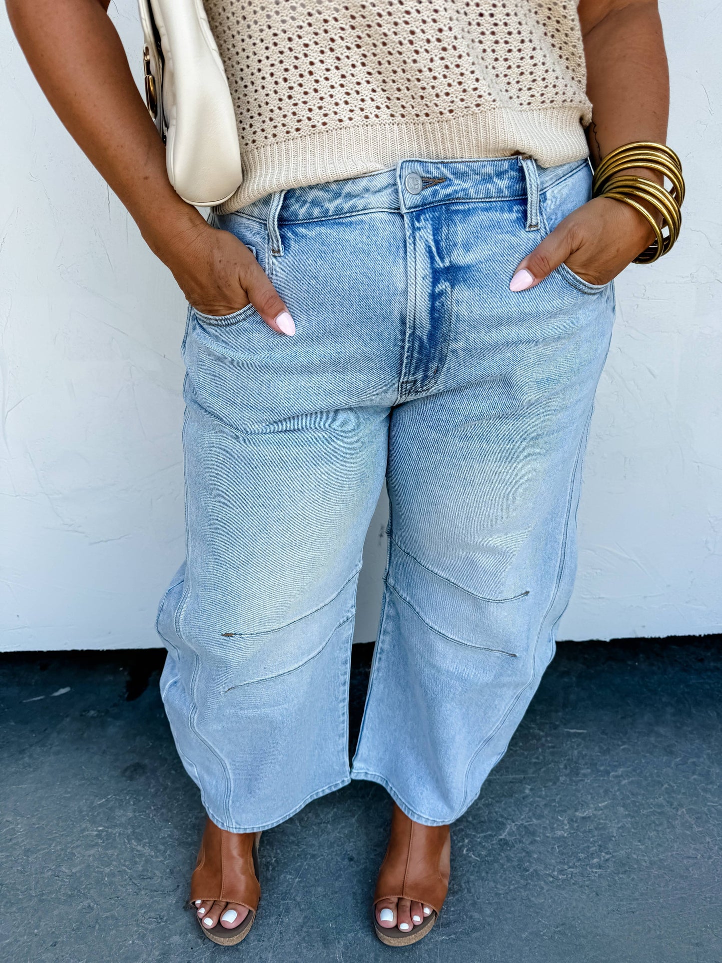 Light Wash Barrel Jeans
