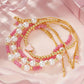 Pink/ Gold Beads Adjustable Bracelet Set