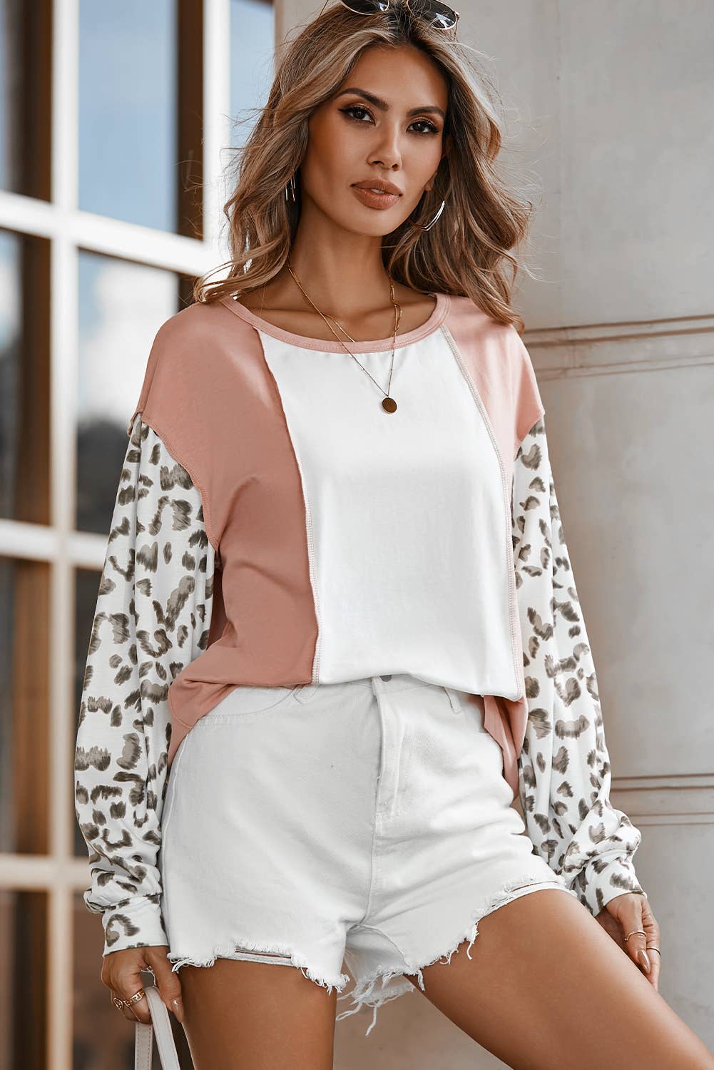 Ava Leopard Colorblock Top