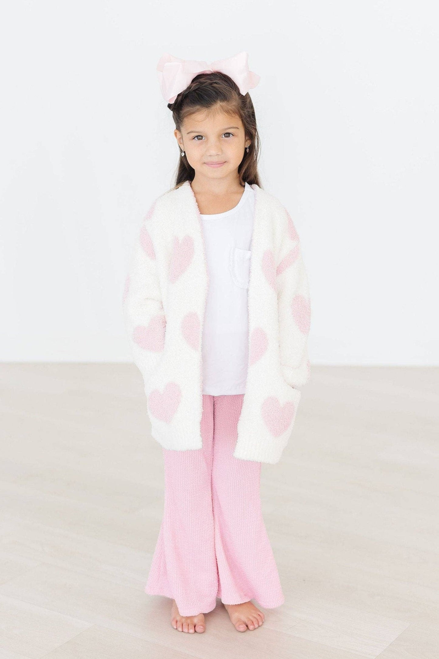 Cloud Cardigan- Pink Hearts (Kids)