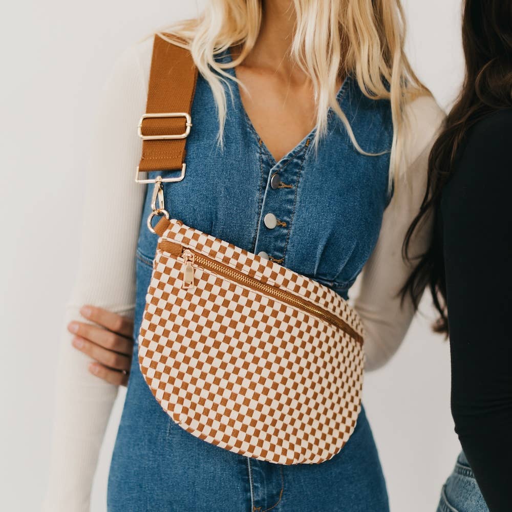 Westlyn Woven Bum Bag-Checkered Brown