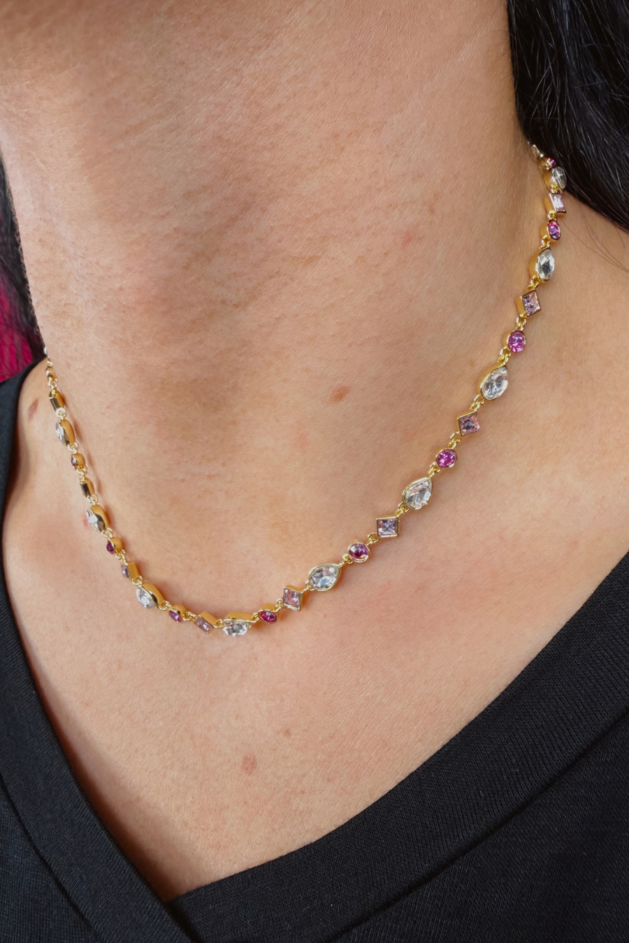 Santorini Stone Necklace- Pink
