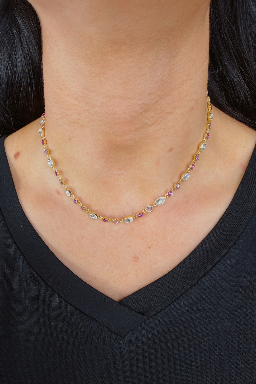 Santorini Stone Necklace- Pink