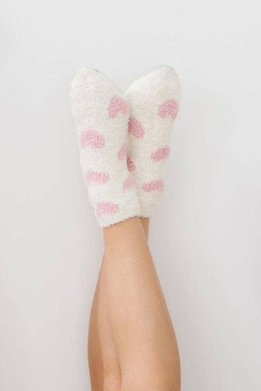 Pink Heart Cozy Socks
