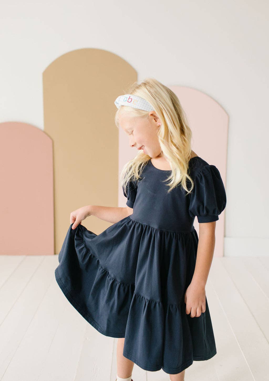 Puff Navy Twirl Dress