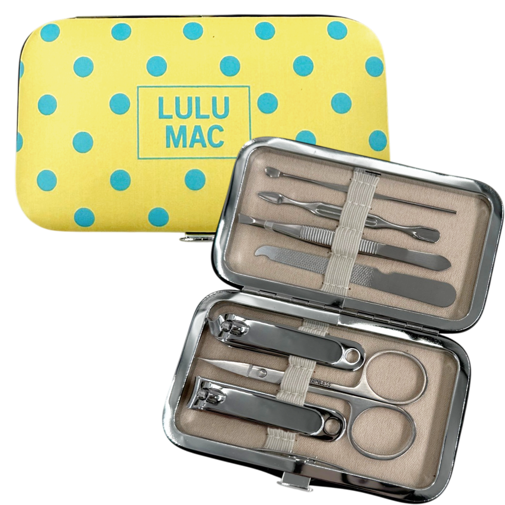 Manicure Set- Butter/Blue Dot