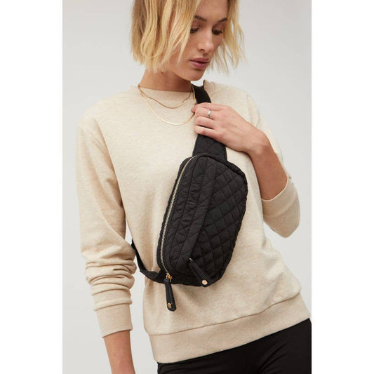 Quilted Belt Bag- Black