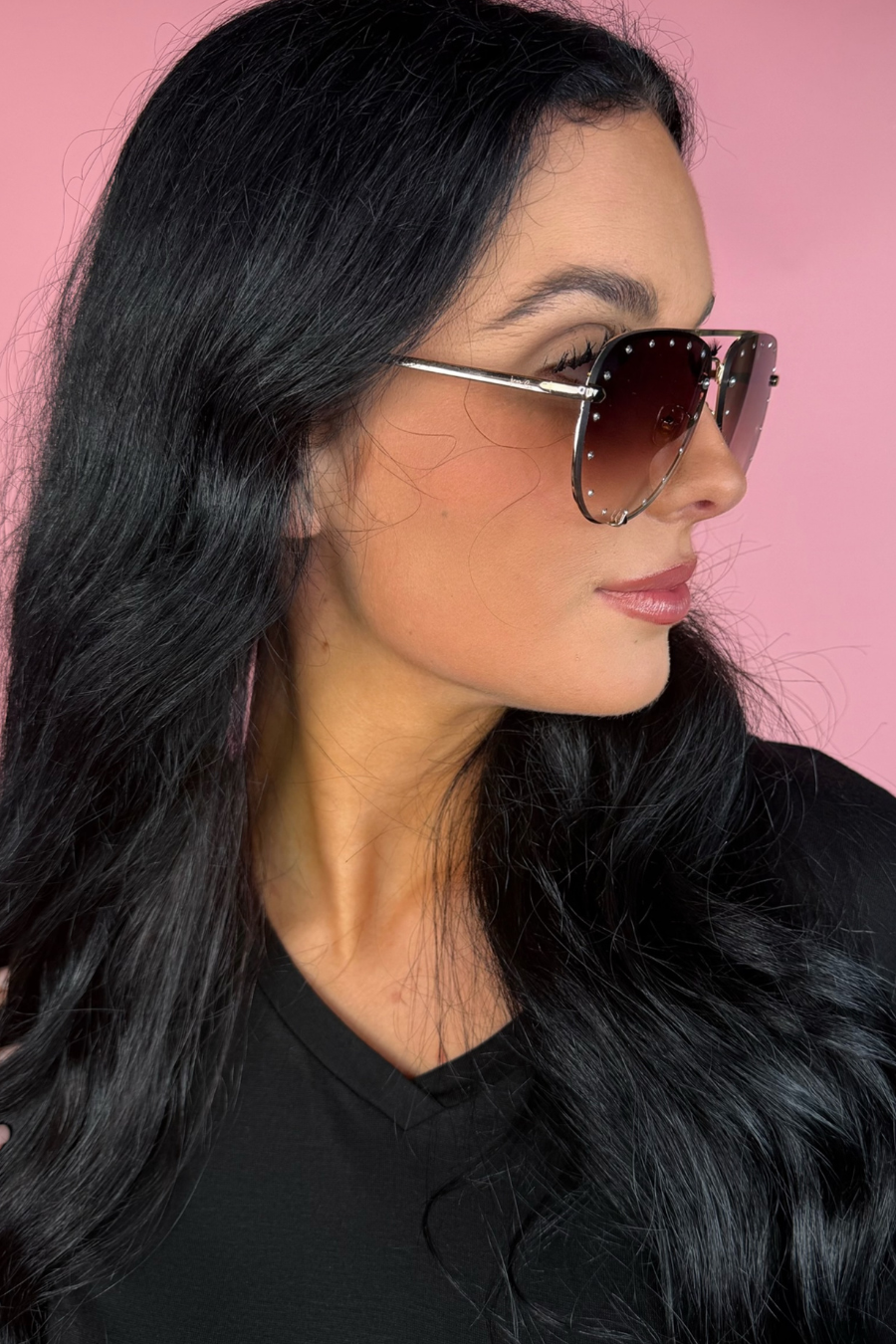 Hollywood Studded Sunglasses: Pink