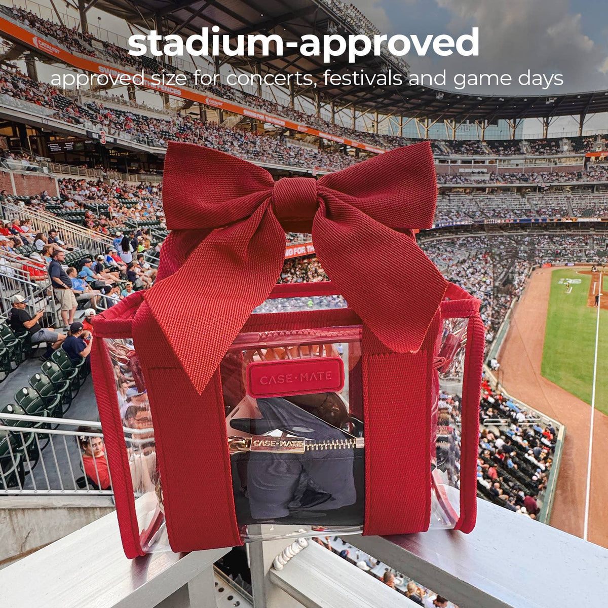 Varsity Red Bow Clear Stadium Bag