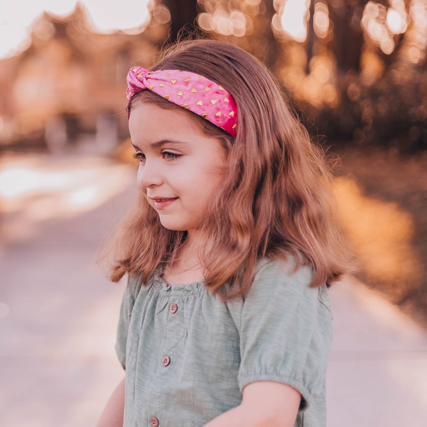 Gold Heart Velvet Knot Headband