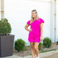 Quarter Zip with Flutter Sleeves- Hot Pink