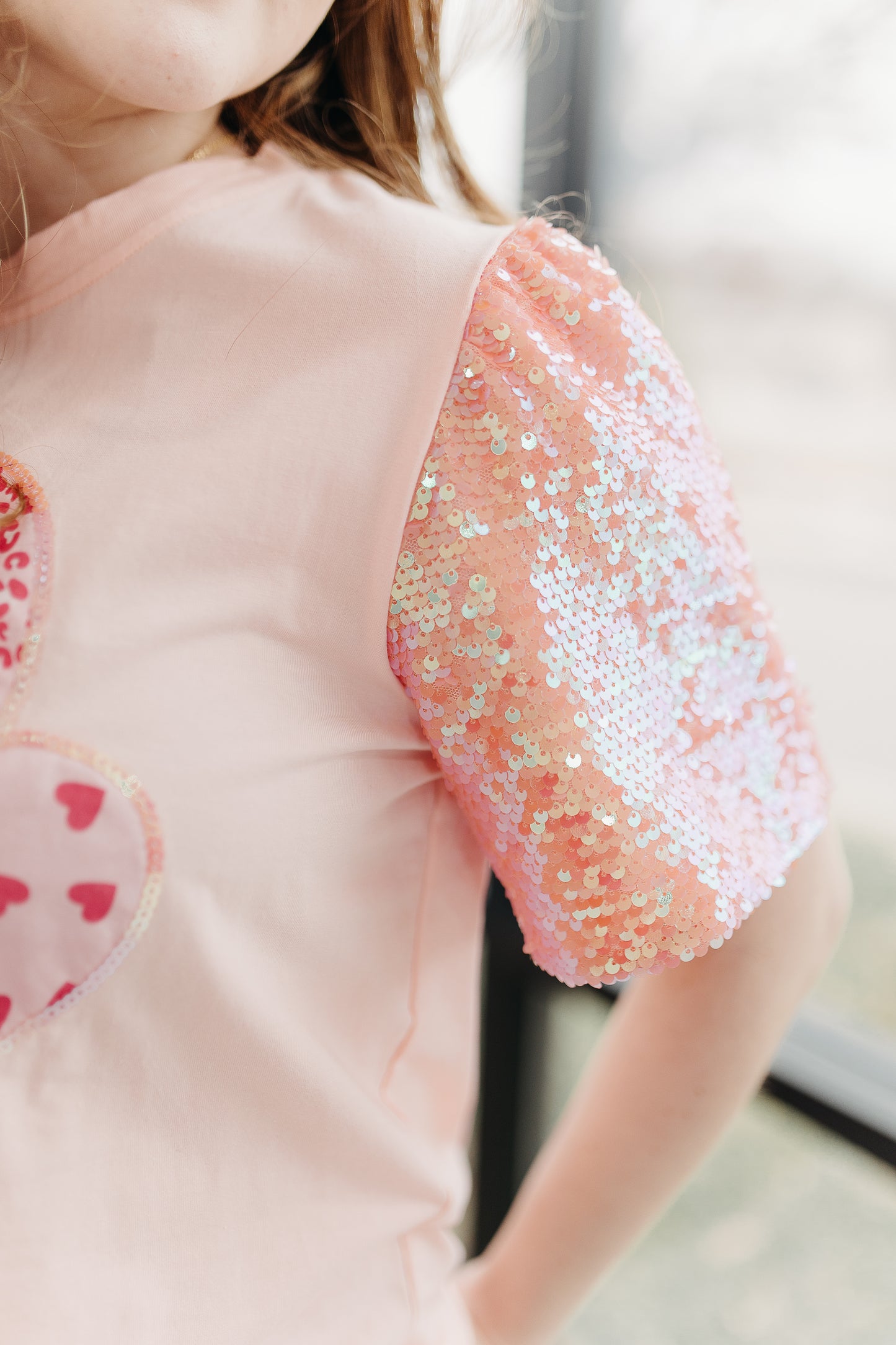 Heart on Pink Sequins Top