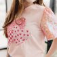 Heart on Pink Sequins Top