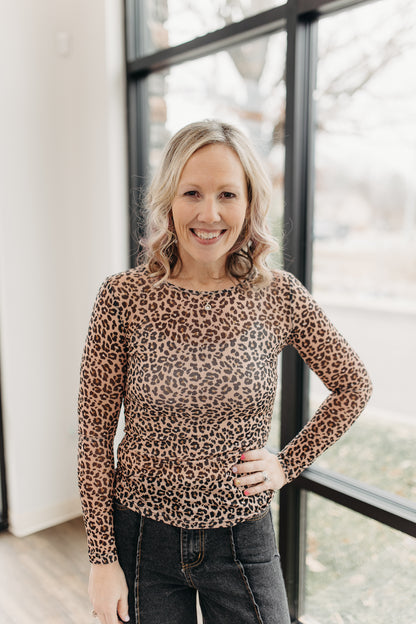 Cheetah Mesh Top