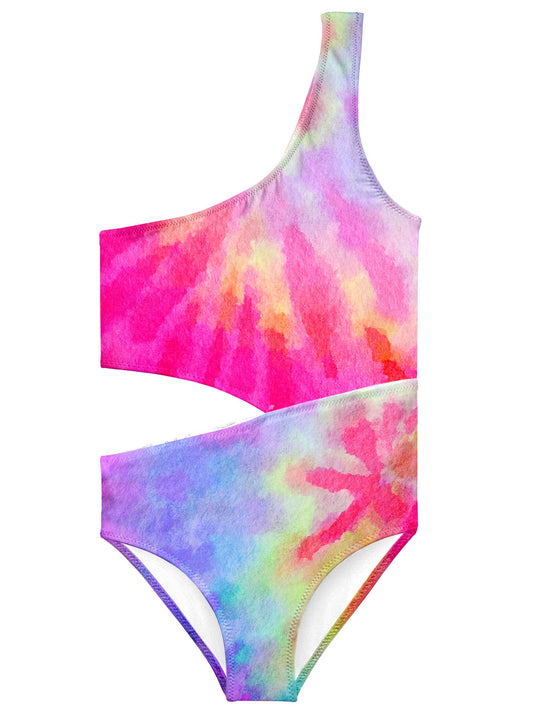 Pink Tie Dye Side Cut Swimsuit