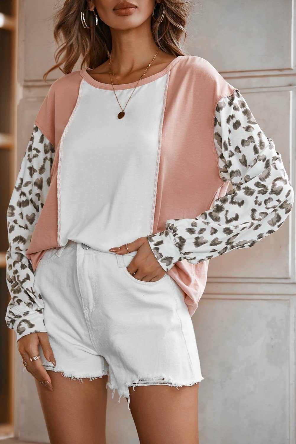 Ava Leopard Colorblock Top