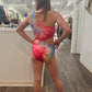 Pink Tie Dye Side Cut Swimsuit