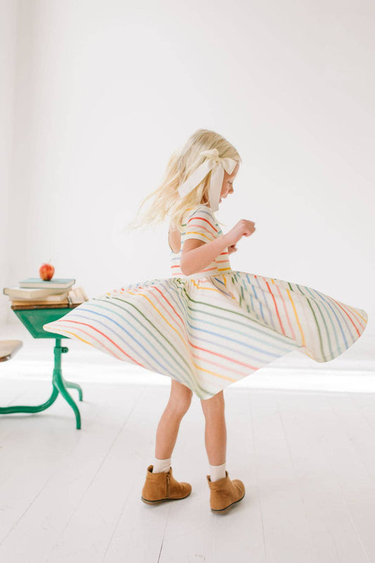 Primary Stripes Twirl Dress