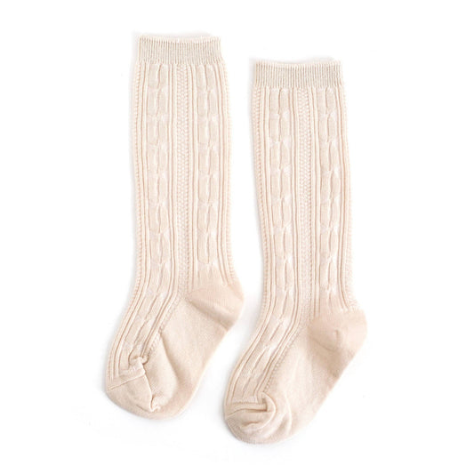 Cable Knit Knee Highs (Vanilla)